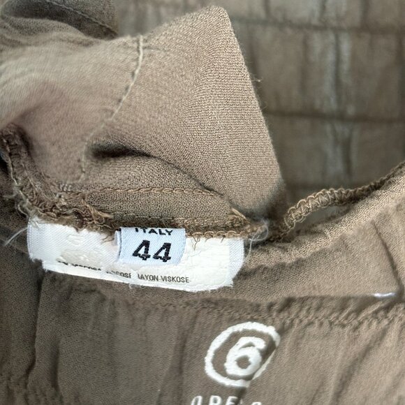 MM6 Maison Margiela Dress Brown Short Mini Sheer Summer Shirred Straps size 44 8 - Picture 8 of 8